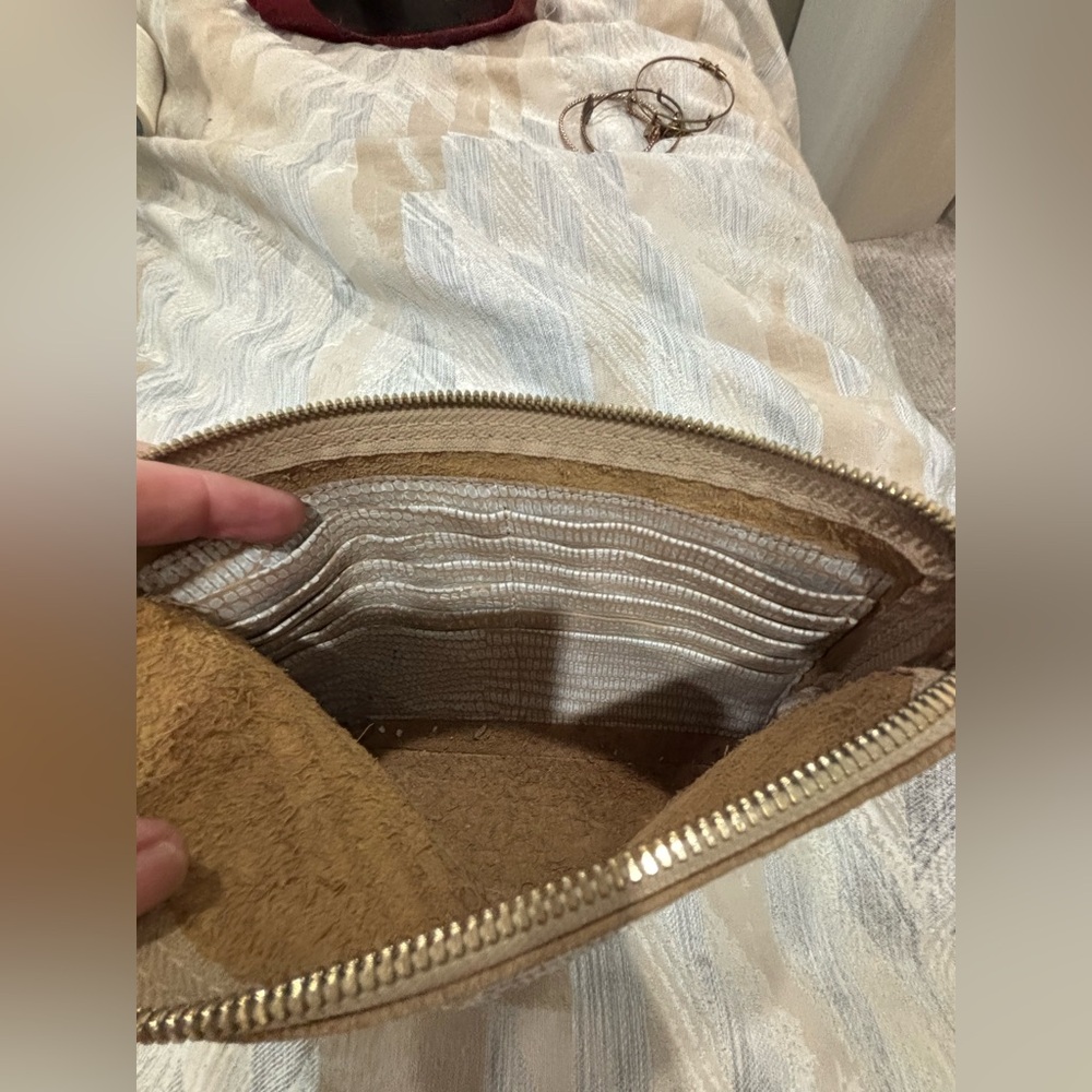 HAMMITT Gold and silver snake print textured leather clutch - Picture 3 of 5